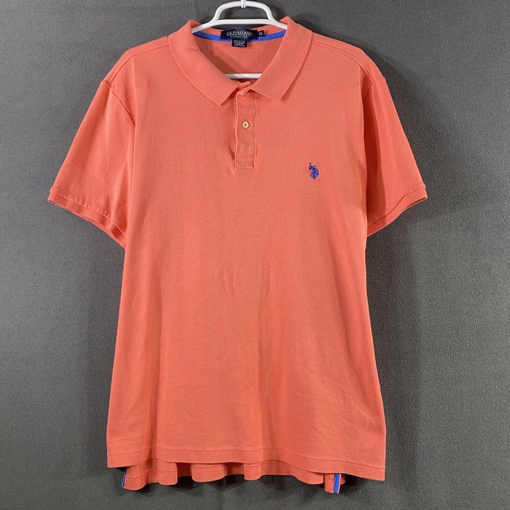 US Polo Assn. Orange Regular XL Men Golf Short Sleeve Collared Casual Spread